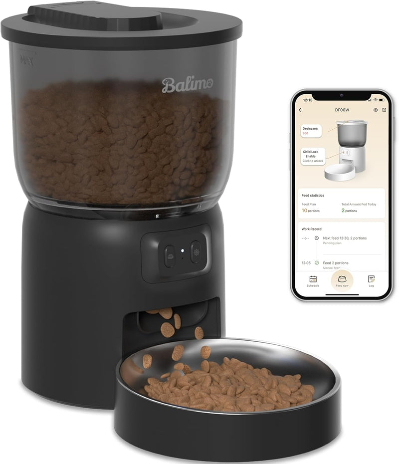 Balimo 3 l automatischer Katzenfutterspender | Futterspender für Katzen 2,4 G WiFi | Sprachfunktion