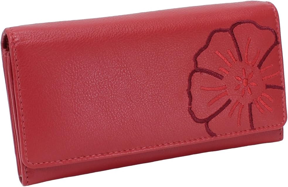 Branco Damen Geldbörse Portemonnaie Leder Damenbörse Damen Geldbeutel rot, Rot