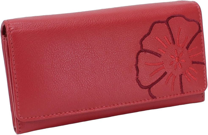 Branco Damen Geldbörse Portemonnaie Leder Damenbörse Damen Geldbeutel rot, Rot
