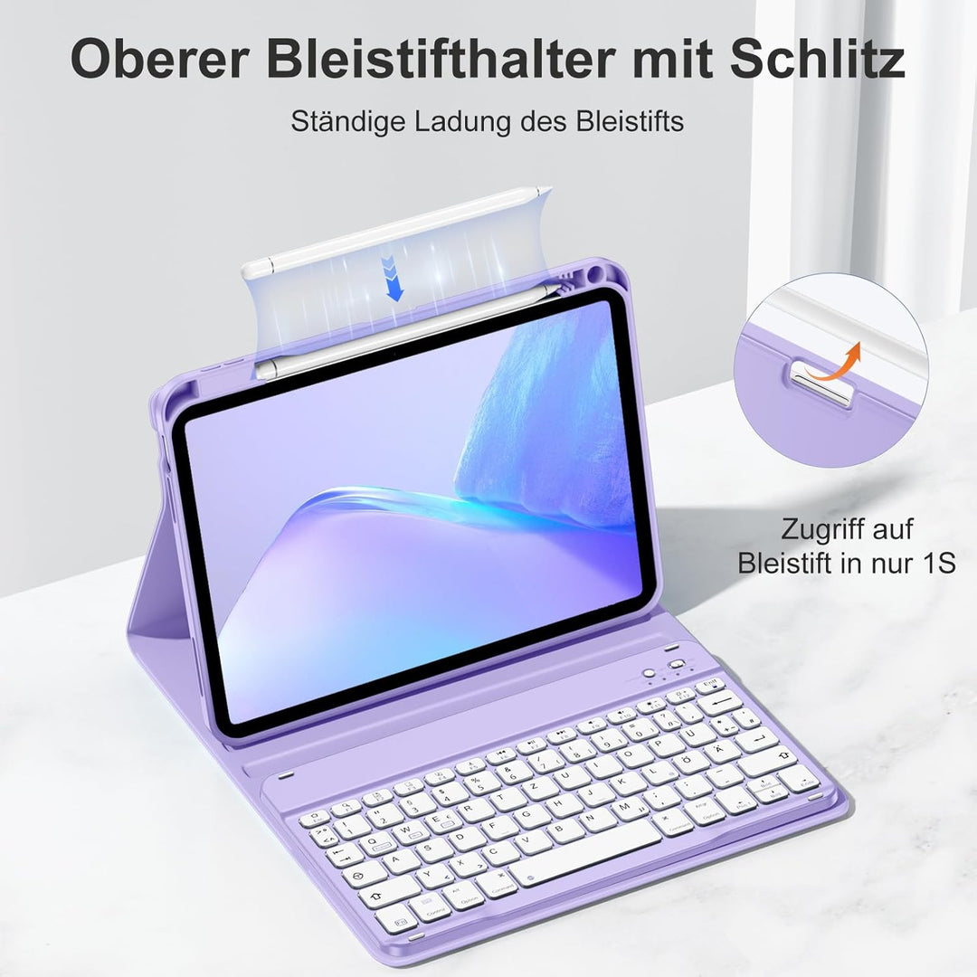 Hülle mit Tastatur für iPad A16 11 Generation 2025/10 Generation 2022(11/10.9 Zoll), Magnetische Ant