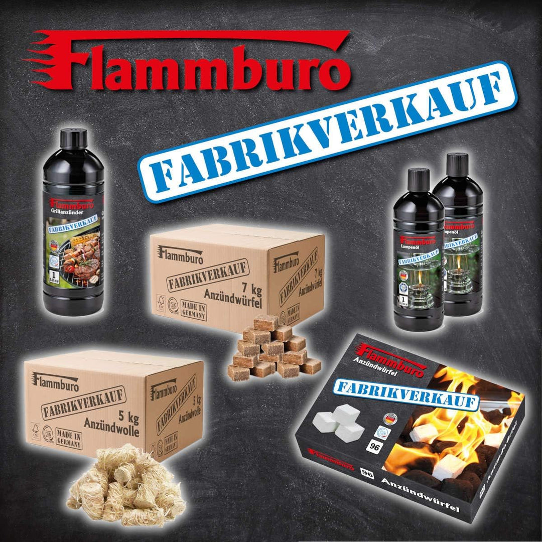 FLAMMBURO FABRIKVERKAUF (24 Stück) Weisse Anzündwürfel vom Deutschen Hersteller, Grillanzünder, Kami