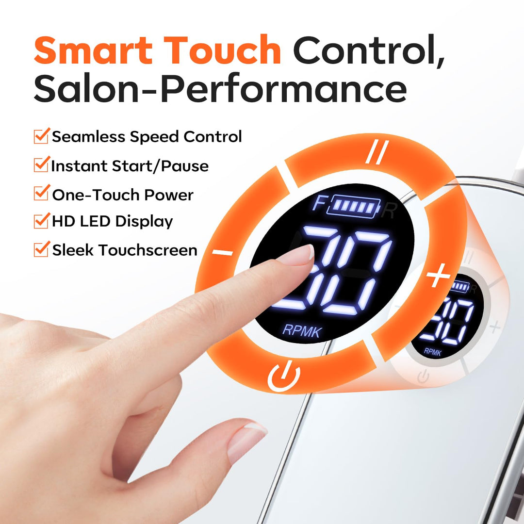 Modelones Nagelfräser Professionell, Tragbare Fräser für Gelnägel 35000 RPM mit LCD Display, Nail Dr