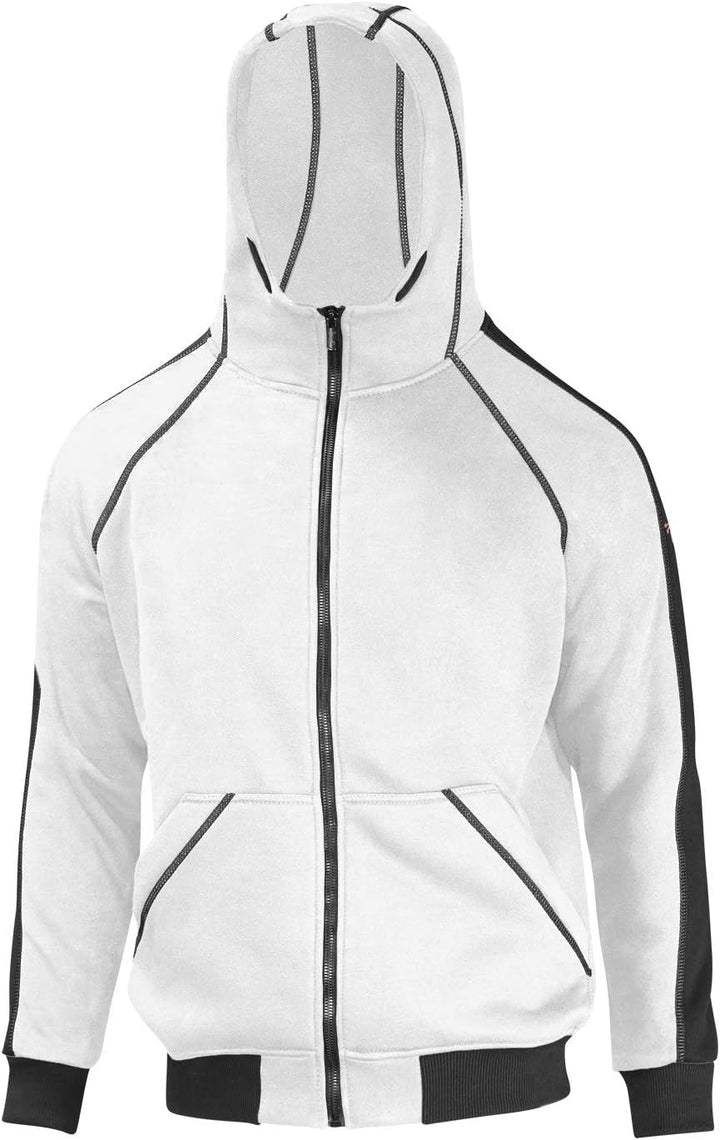 strongAnt Hoodie mit Reissverschluss für Herren warme Fleece Jacke mit Kapuze XS Weiss / Schwarz, XS