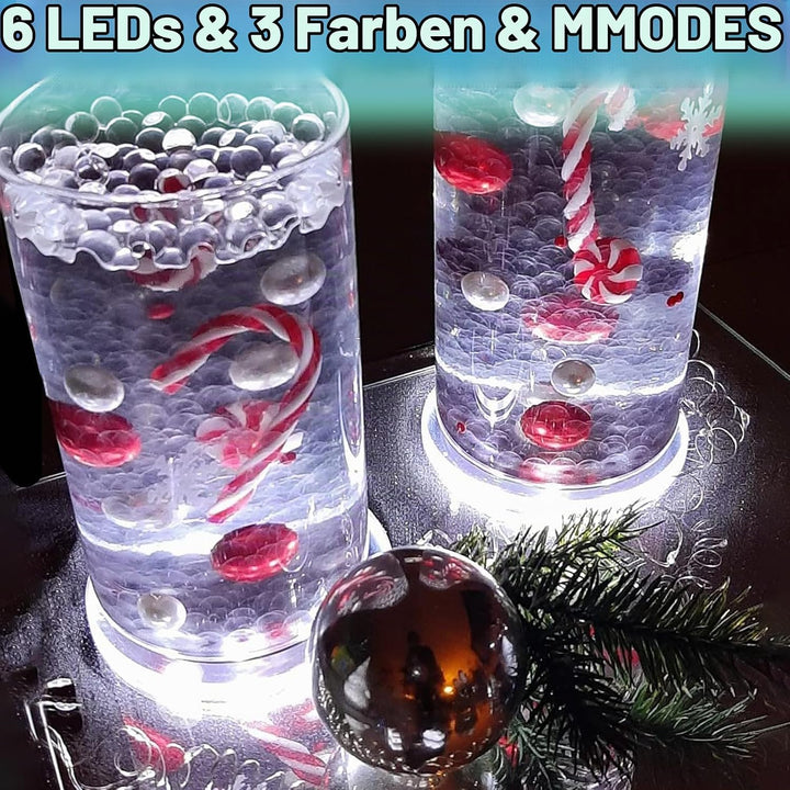 MEDOYOH 8er-Set Kühle Weiss LED Untersetzer für Getränke, ON/Off Wasserdicht Rund Untersetzer Acryl