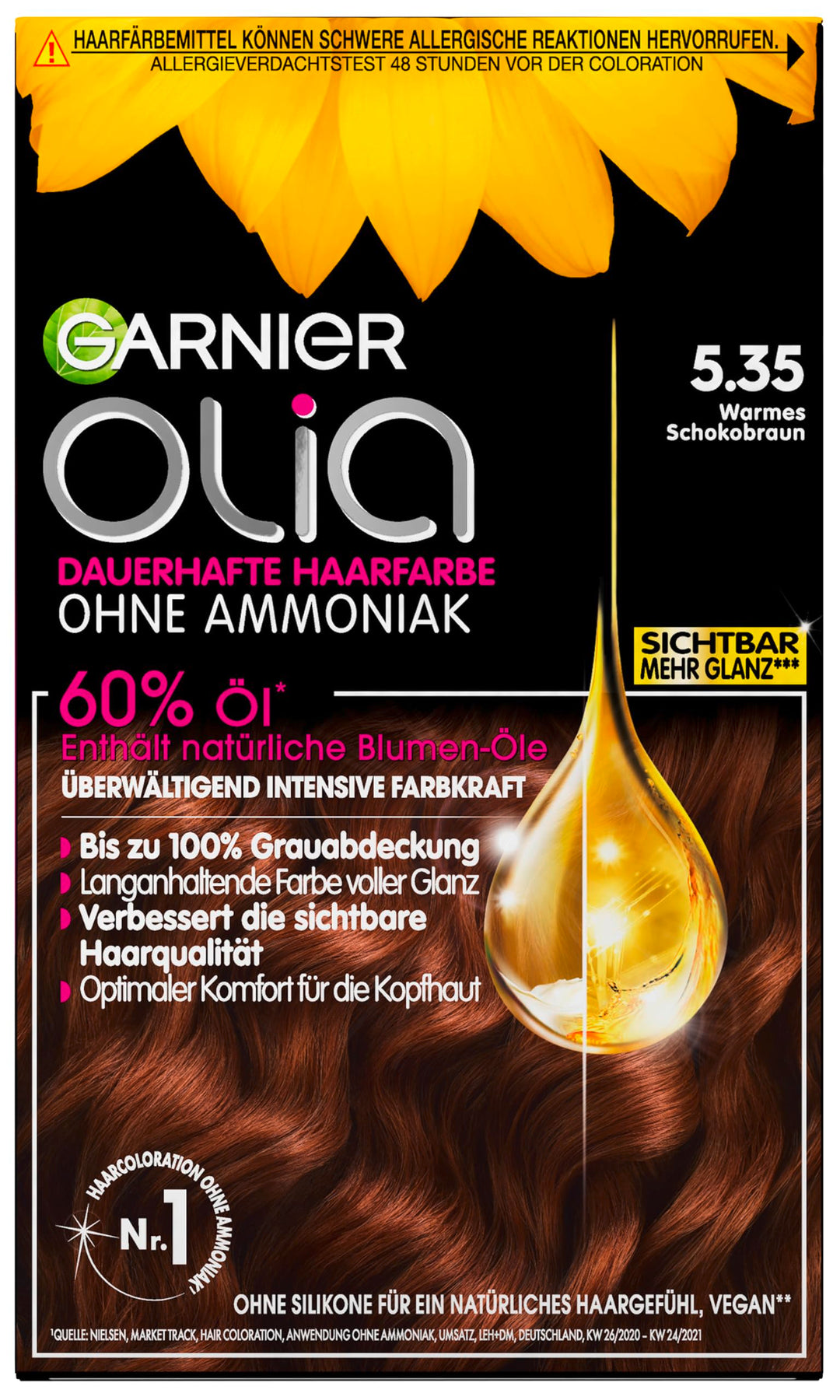 Garnier Olia Dauerhafte Haarfarbe ohne Ammoniak, Mit pflegenden und natürlichen Ölen, Vollständige G