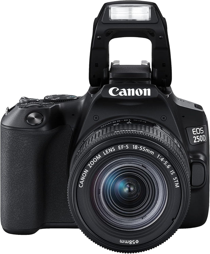 Canon EOS 250D APS-C DSLR-Kameragehäuse mit EF-S 18-55mm F4-5.6 is STM Objektiv | 24,1 Megapixel, dr