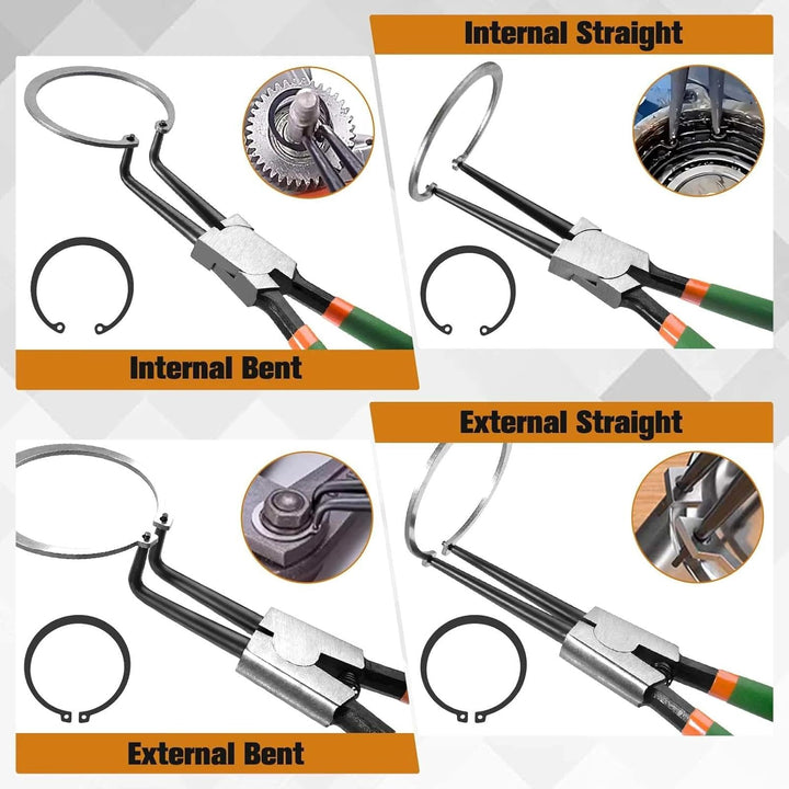 Sicherungsringzange, 13 Zoll (33 cm) – gerade Backen mit geschmiedetem Ende 2,6 mm – robuste Federza