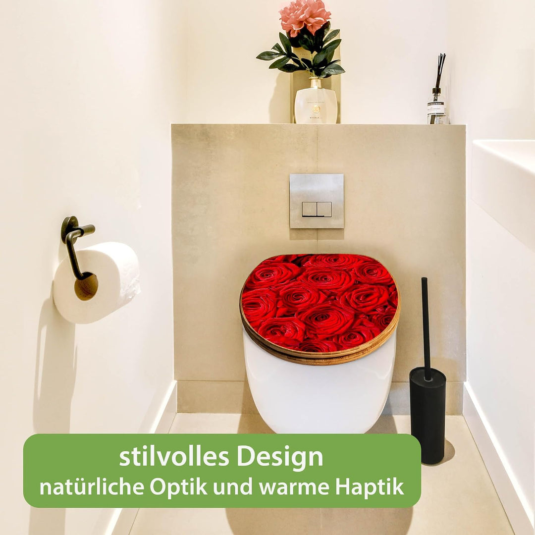 banjado Design WC Sitz Bambus Absenkautomatik 45,8x37,5cm - Toilettendeckel mit Absenkautomatik Holz