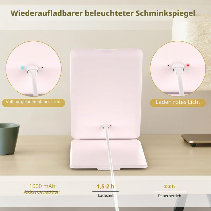 WEILY Schminkspiegel mit Beleuchtung, Kosmetikspiegel mit 5X Vergrösserung, 3 Farben Dimmbarer Touch