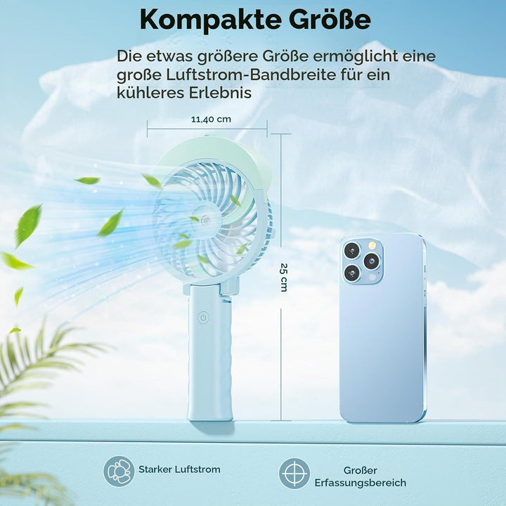 HandFan Handventilator Wasserkühlung，Rechargeable Akku Ventilator Lüfter，55ML Wassertank，Verbesserte