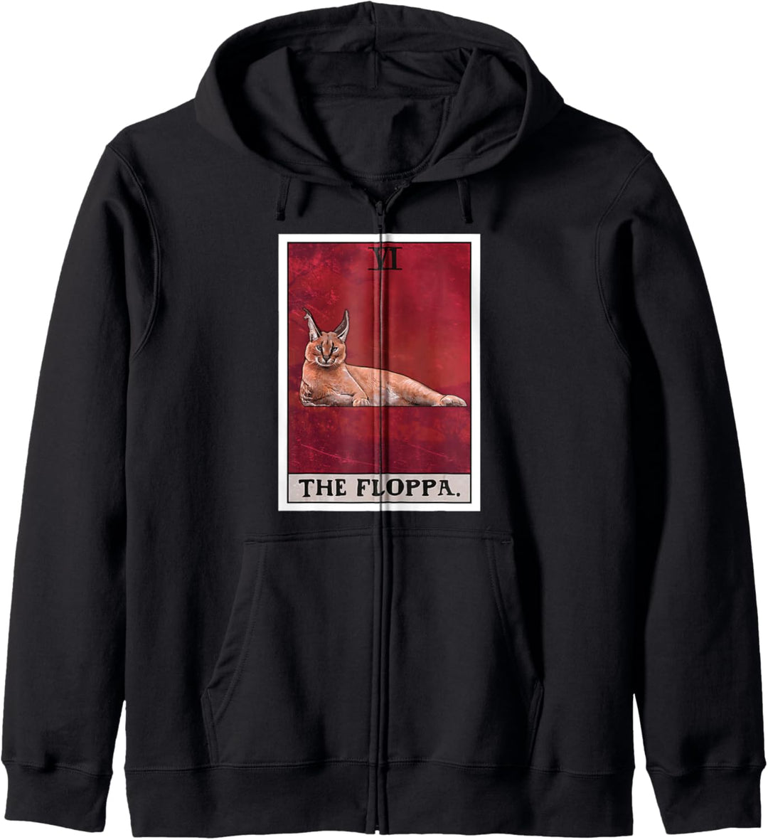 The Floppa Caracal Cat Tarotkarte, lustiges Meme Kapuzenjacke