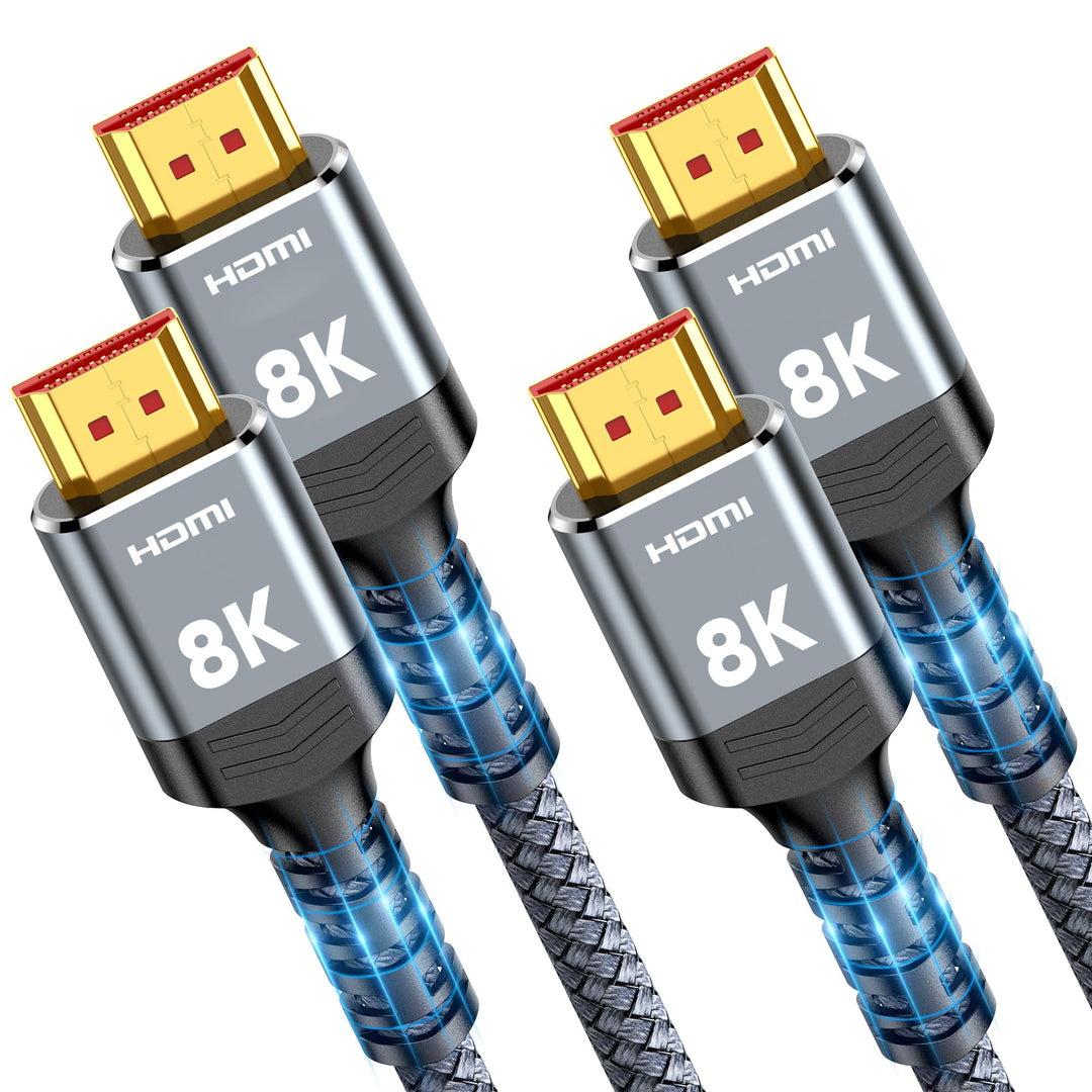 SNOWKIDS HDMI 2.1 Kabel 8K 2M (2 Stück), 2.1 48Gbps Highspeed 8K@60Hz HDMI Kabel 4K@120Hz 7680P, für