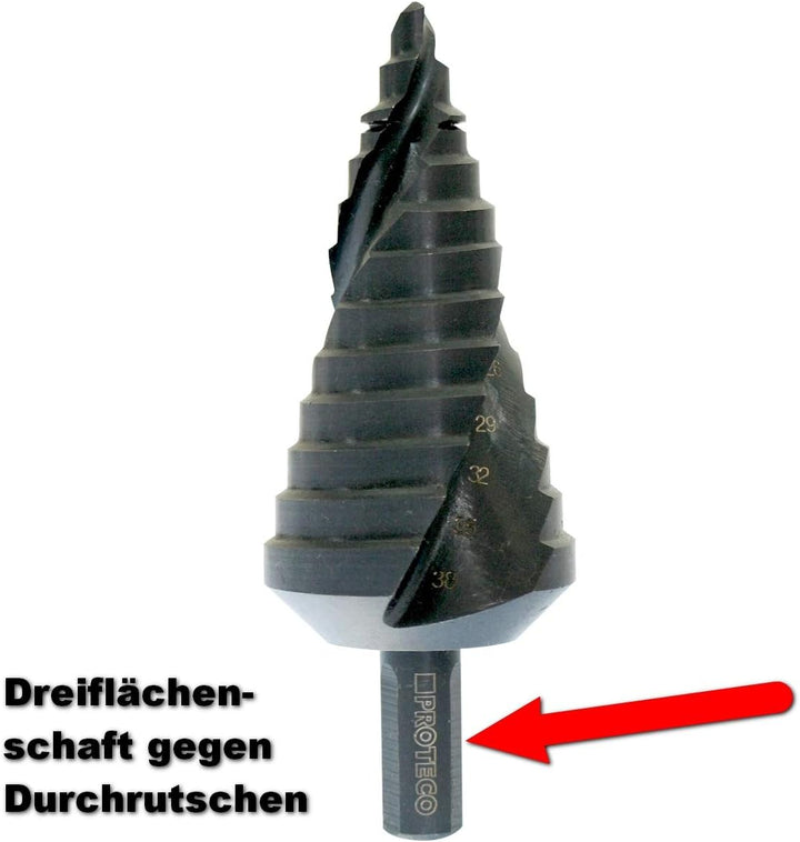 Proteco-Werkzeug® HSS Titan TIN TiALN Profi Stufenbohrer Set Edelstahl Konusbohrer Schälbohrer Metal