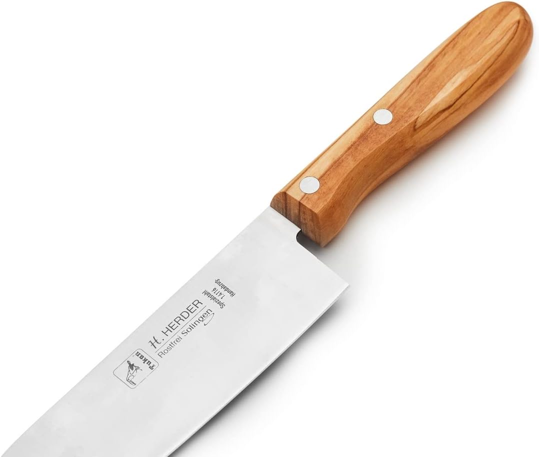 Solingen Santoku Kochmesser H. Herder 29cm Olive extra scharfer Solinger Handabzug rostfrei Santokum