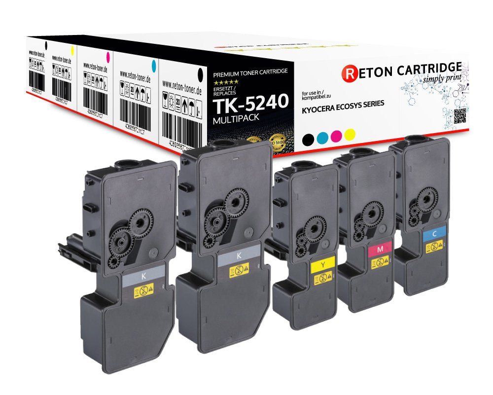 5 Original Reton Toner | 50% höhere Druckleistung | kompatibel zu Kyocera TK-5240 für Kyocera ECOSYS