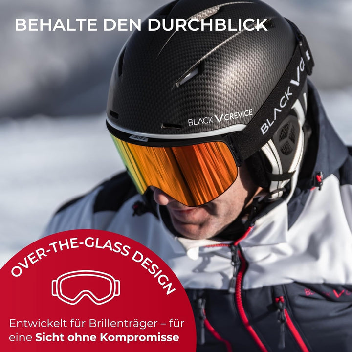 Black Crevice Skibrille Flachau I Skibrille für Brillenträger I Ski-Brille in verschiedenen Farben I
