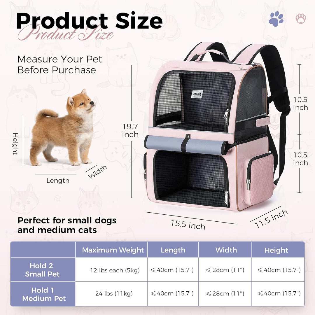 Doppellagige Katzen Rucksack für 2 Katzen Grosse Transport Hunderucksack Faltbare Haustier Rucksack