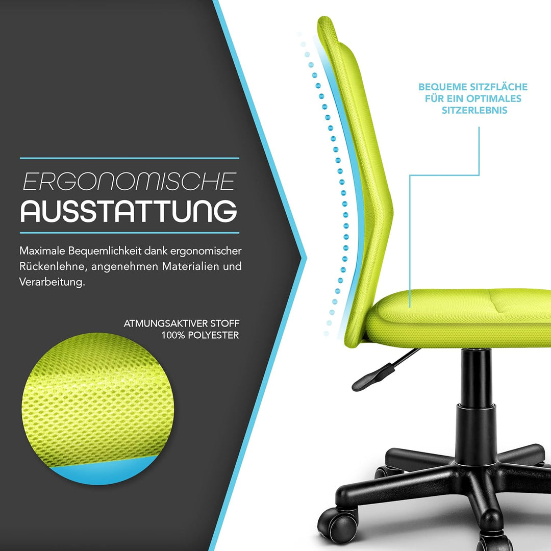 TRESKO Bürostuhl Schreibtischstuhl Drehstuhl, mit Kunststoff-Leichtlaufrollen, stufenlos höhenverste