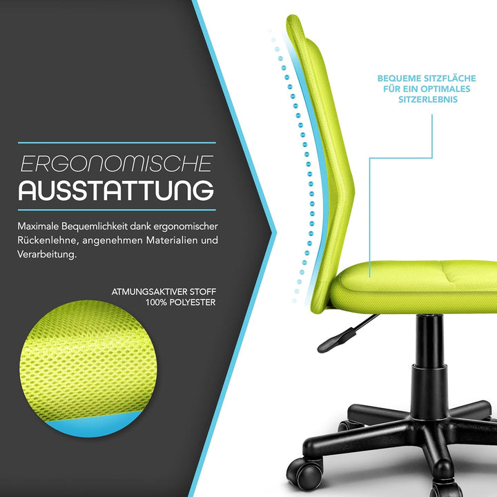 TRESKO Bürostuhl Schreibtischstuhl Drehstuhl, mit Kunststoff-Leichtlaufrollen, stufenlos höhenverste