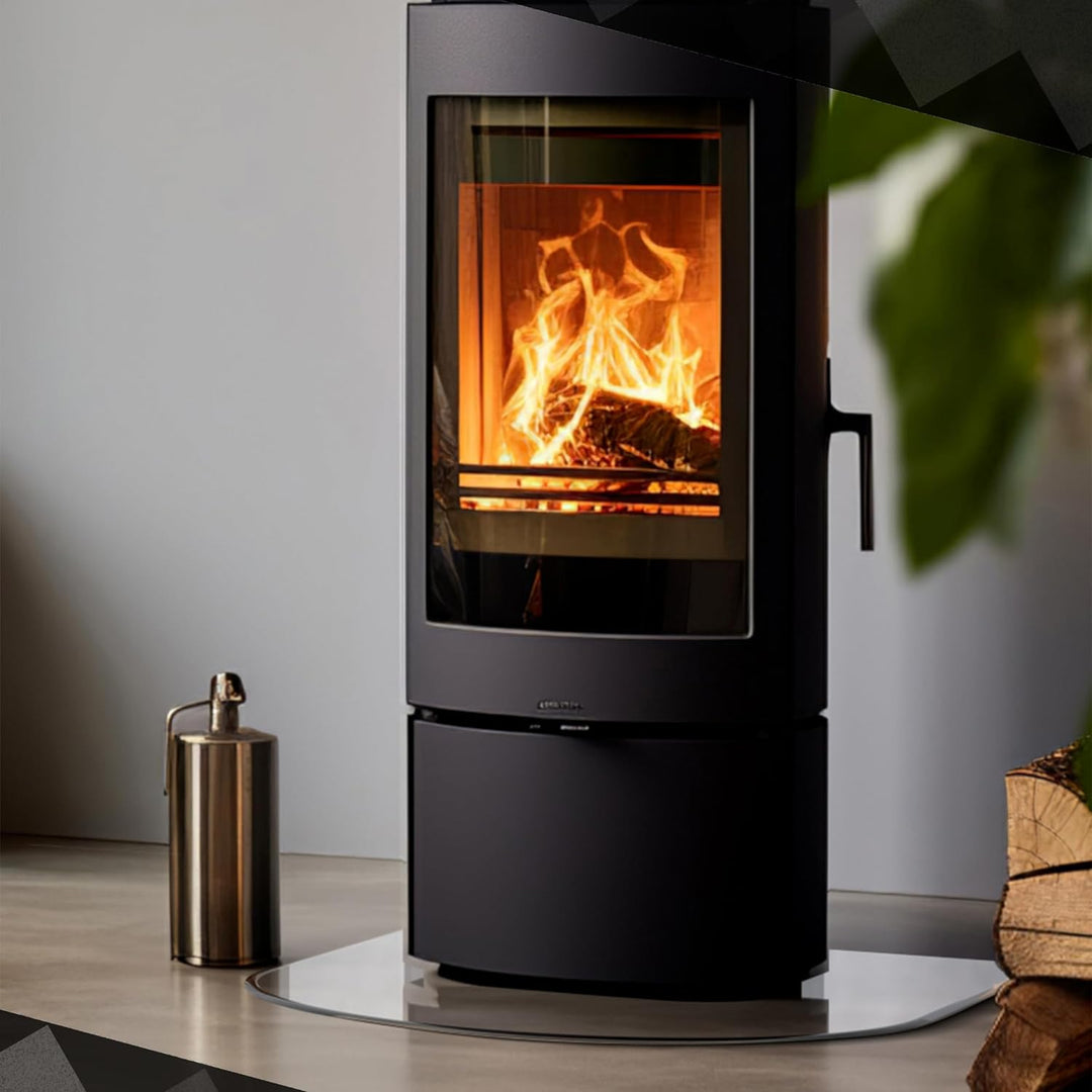 BIJON Glasplatte Rundbogen für Kaminofen mit Dichtlippe, Glasbodenplatte - Funkenschutzplatte Glas m