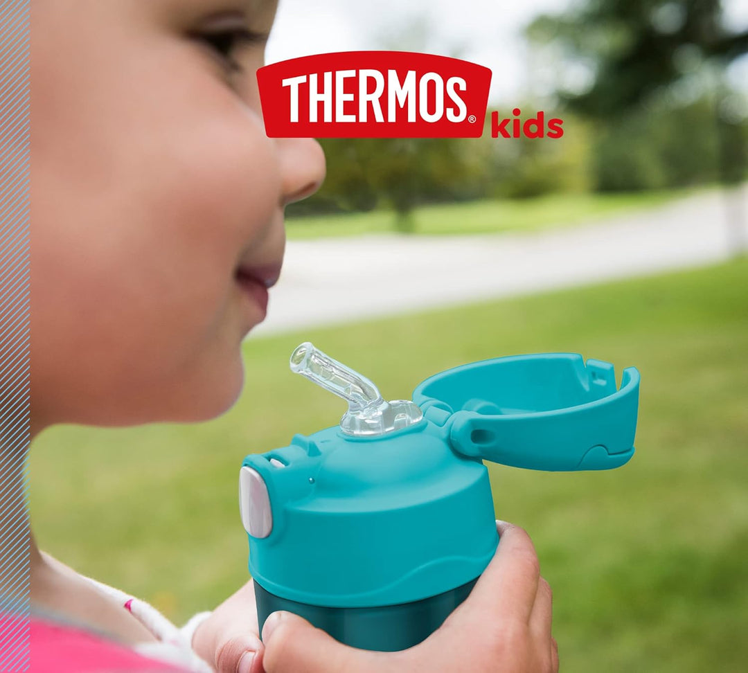 THERMOS kids FUNTAINER STRAW BOTTLE 0,35l, ocean teal, Thermosflasche für Kinder aus Edelstahl, mit