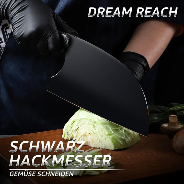 Dream Reach Hackmesser Serbische Kochmesser - Full Tang Küchenhackmesser mit Ergonomischer Holzgriff