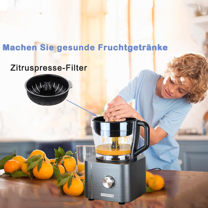 TopStrong Küchenmaschine 1100W,Küchenmaschine Multifunktions,11 Funktionen Food Chopper Prozessor,3,