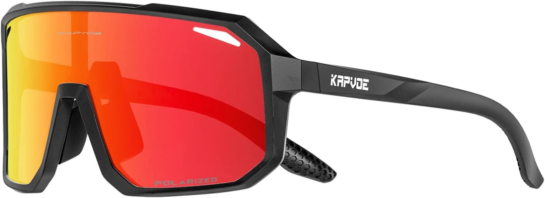 KAPVOE Fahrradbrille Polarisiert Herren Damen Sonnenbrille UV400 Schutz TR90 Rahmen Sportbrille Radf