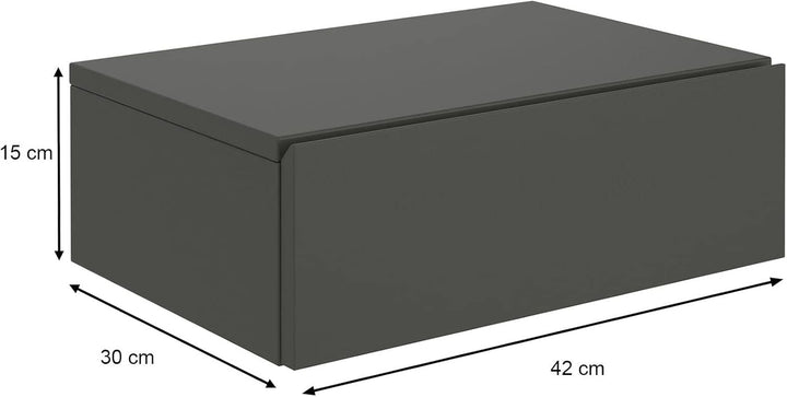 CARO-Möbel Wandregal Anne hängende Nachtkommode Wandboard Nachttisch mit 1 Schublade schwebend, grif
