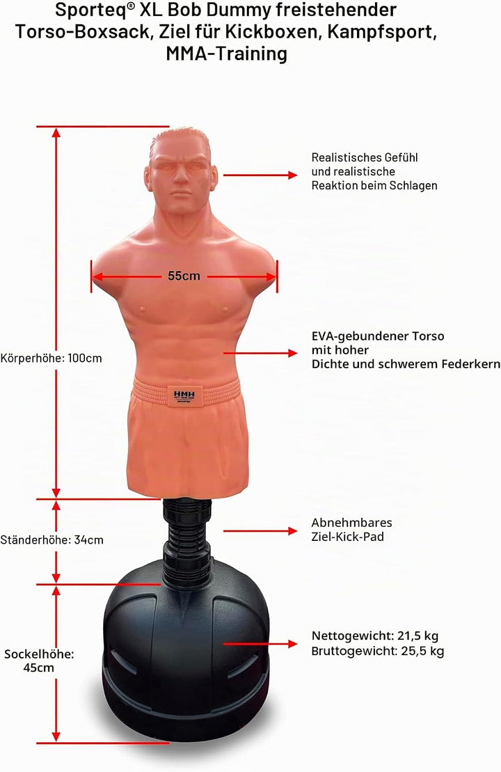 XL BOB Dummy Freistehender Torso Boxsack Target Kickboxen Kampfsport MMA Training