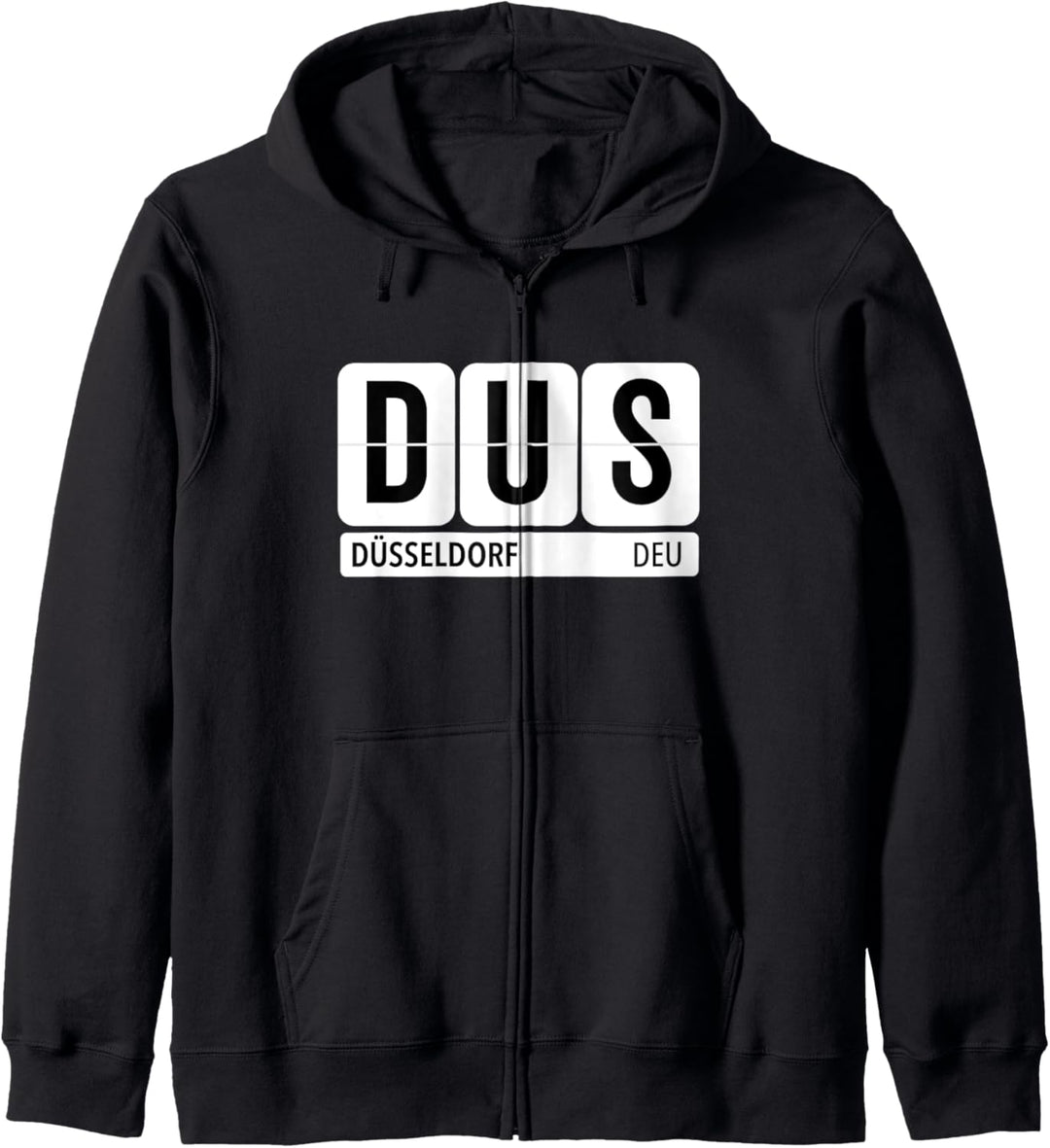 DUS Düsseldorf Deutschland Reise Souvenir schwarz Text Kapuzenjacke