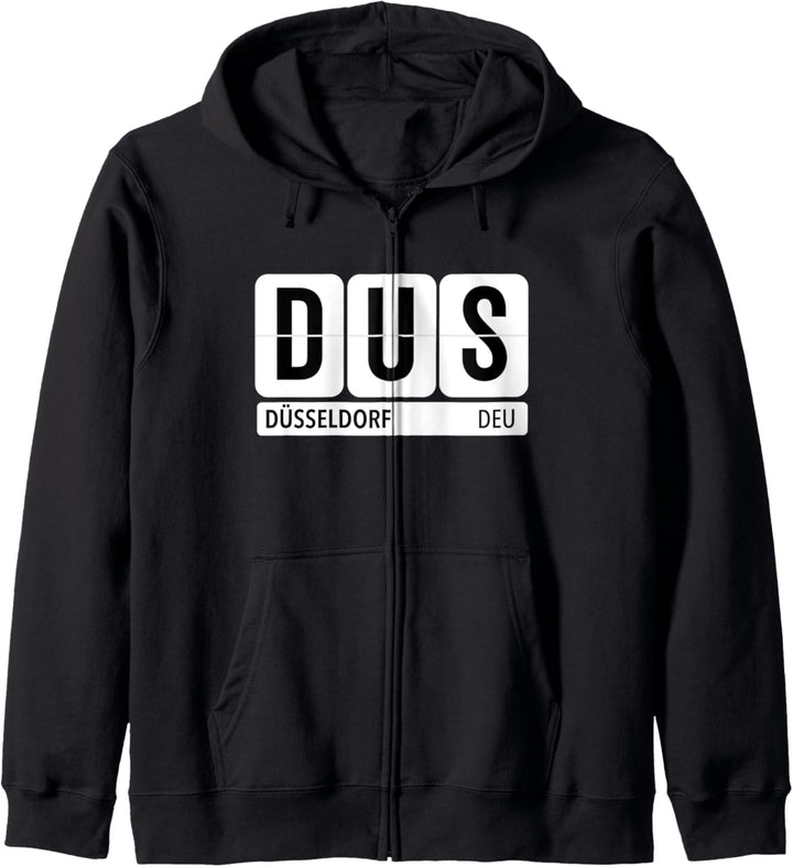 DUS Düsseldorf Deutschland Reise Souvenir schwarz Text Kapuzenjacke