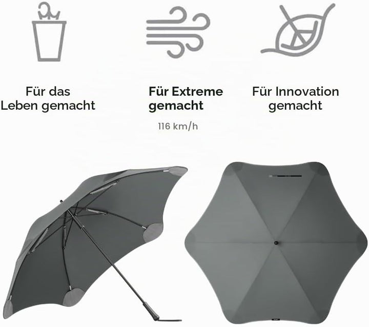 Blunt Executive Stockschirm Regenschirm grau | gross & sturmfest für 2 Personen – 138 cm Ø | Innovat