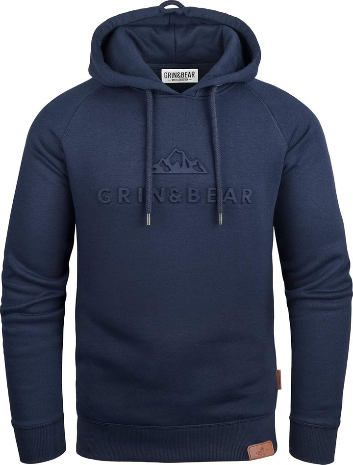 Grin&Bear Herren Hoodie Slim fit Kapuzenpullover Kapuzenjacke mit gestempeltem Design Logo GEC540 L