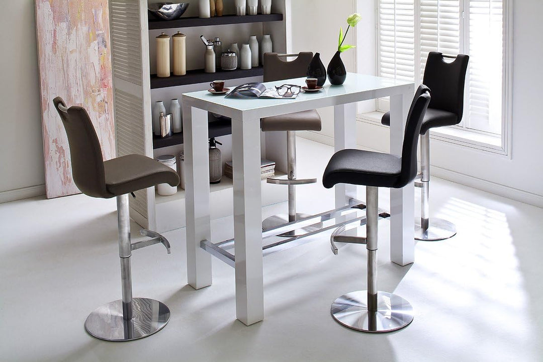 Robas Lund, Stuhl, Barstuhl, Barhocker, Alesi, Edelstahl gebürstet/cappuccino, 42 x 91-116 x 51 cm,