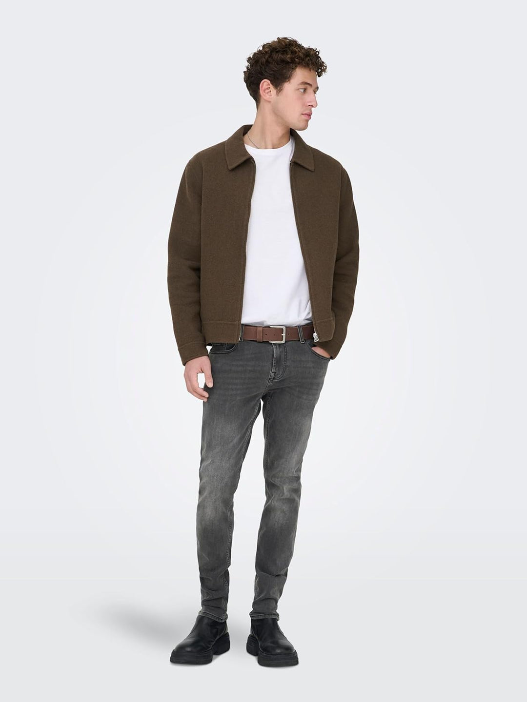 ONLY &amp; SONS Male Skinny Jeans ONSWARP Niedrige Taille Skinny Fit Jeans 28W / 32L Grey Denim, 28W / 3