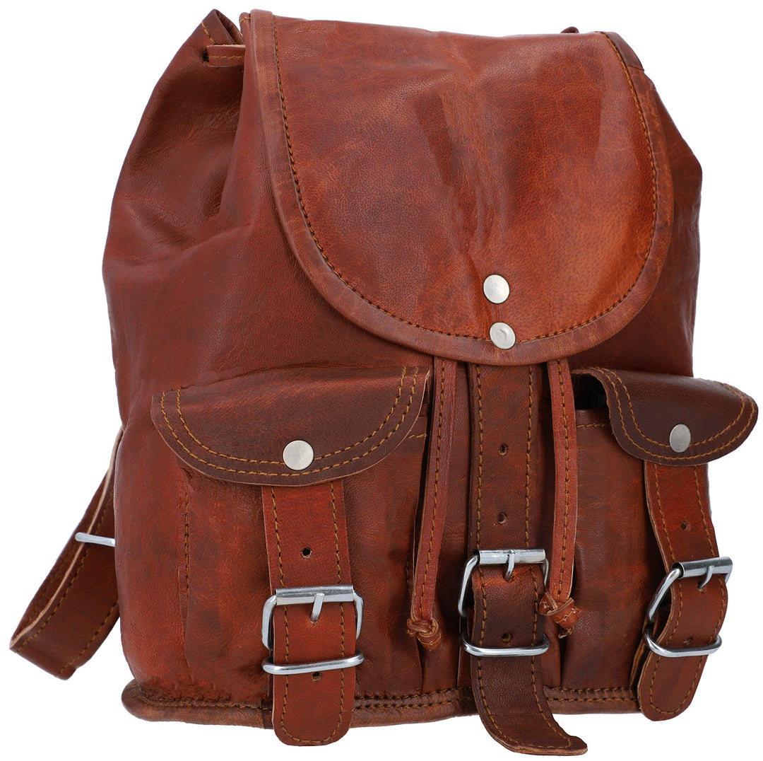Gusti Cityrucksack Leder - Lena kleiner Rucksack Vintage Braun Leder Damen
