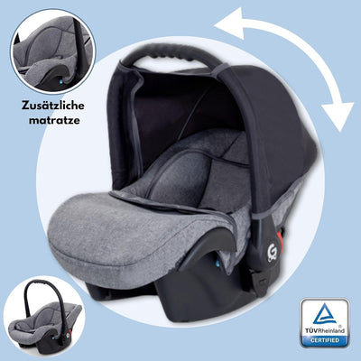 GaGaDumi Boston Kinderwagen 3 in 1 Komplettset mit Autositz - Kombikinderwagen mit grossen Rädern -