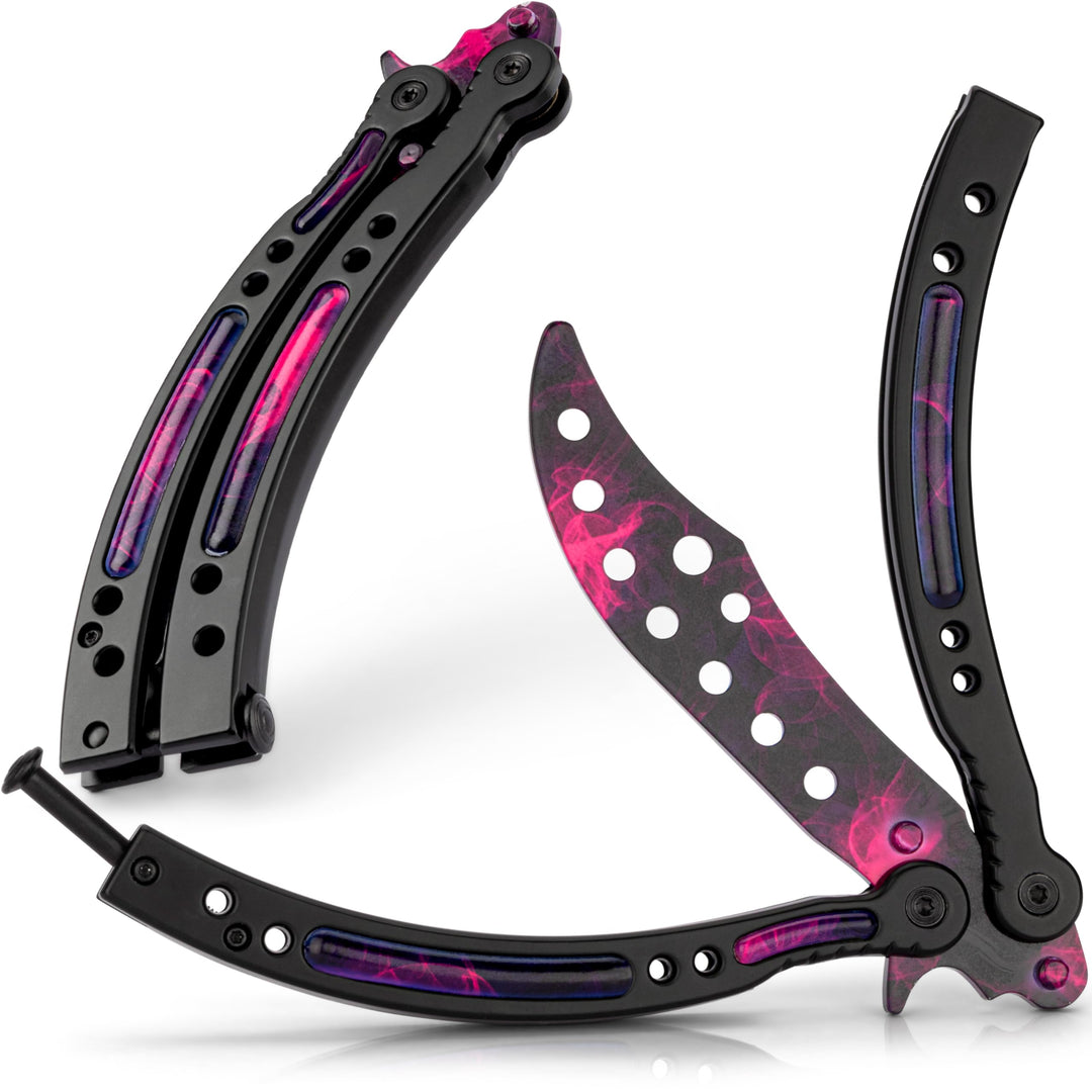 MAJESTY FOREST® Butterfly Trainer im CSGO-Stil – Edelstahl Balisong Trainer mit stumpfer Übungskling