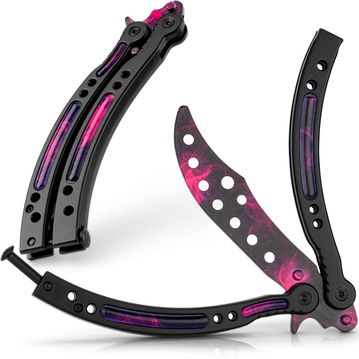 MAJESTY FOREST® Butterfly Trainer im CSGO-Stil – Edelstahl Balisong Trainer mit stumpfer Übungskling