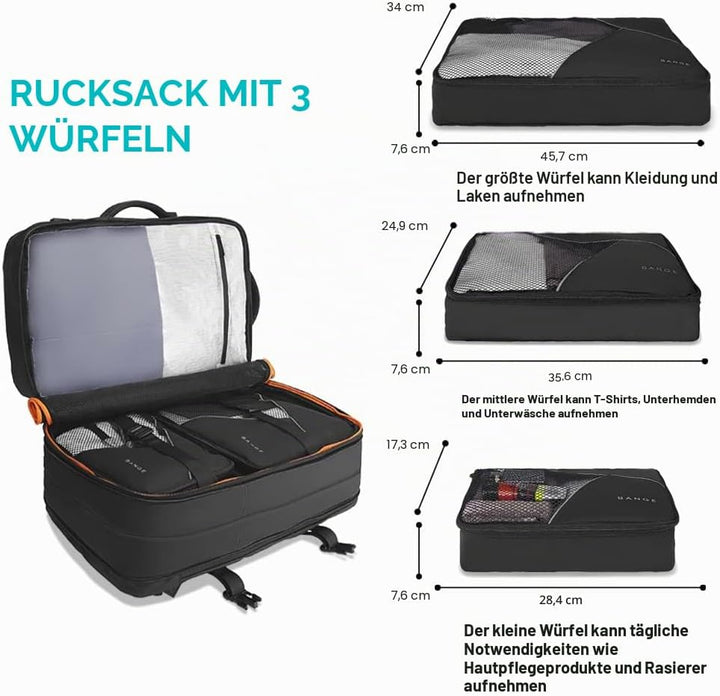 BANGE Reiserucksack, Handgepäck Rucksack Strapazierfähige Convertible Duffle Bag Fit für 17,3-Zoll-L