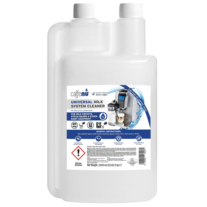 Caffenu Universal Milchsystemreiniger - 1L Alkalische Reinigungslösung, Alkalisch