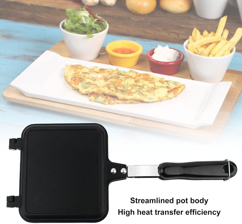 Natudeco Doppelseitige Bratpfanne Antihaft-Sandwich-Maker Faltbare Grill-Bratpfanne Aluminiumlegieru