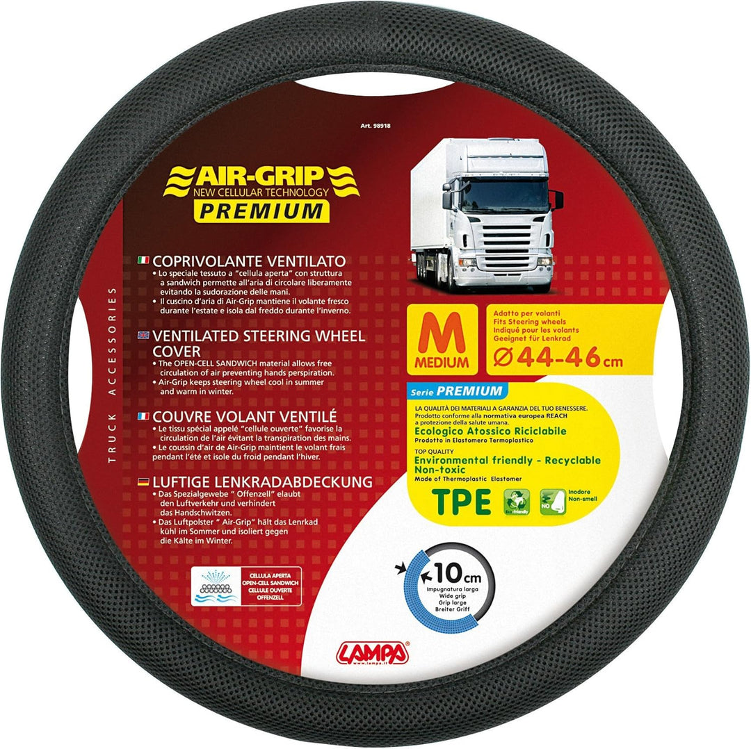 Lampa LkW-Lenkradschoner Air-Grip Premium Belüfteter Schwarz 44/46 cm