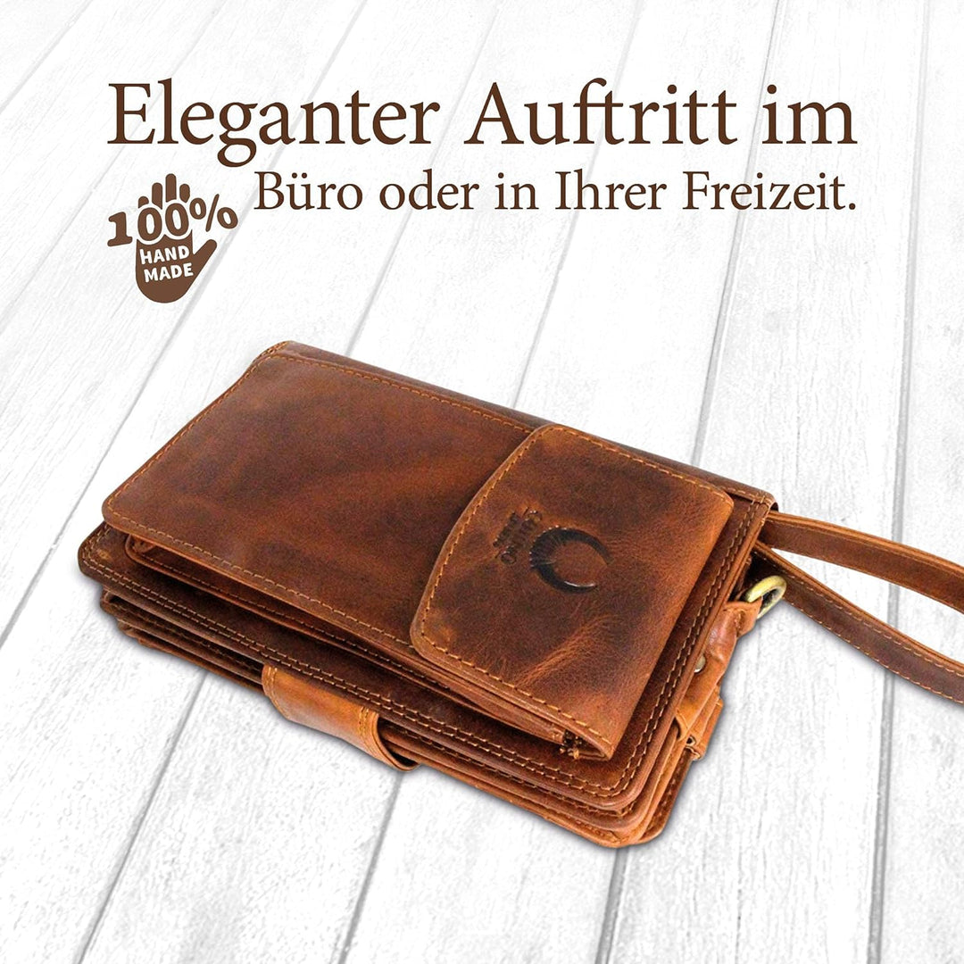 Corno d´Oro Herren Leder Handgelenktasche RFID Schutz I Handgemachte Ledertasche Umhängetasche I Ech