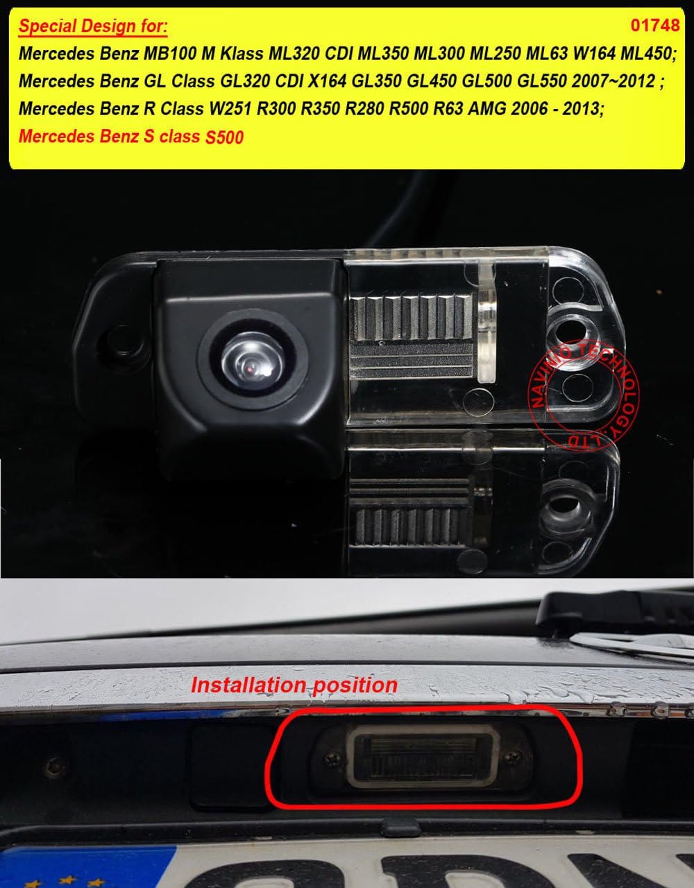 Dynavsal Einparkhilfe, Kamera für Nummerschildbeleuchtung, Kennzeichenbeleuchtung Farb Rückfahrkamer