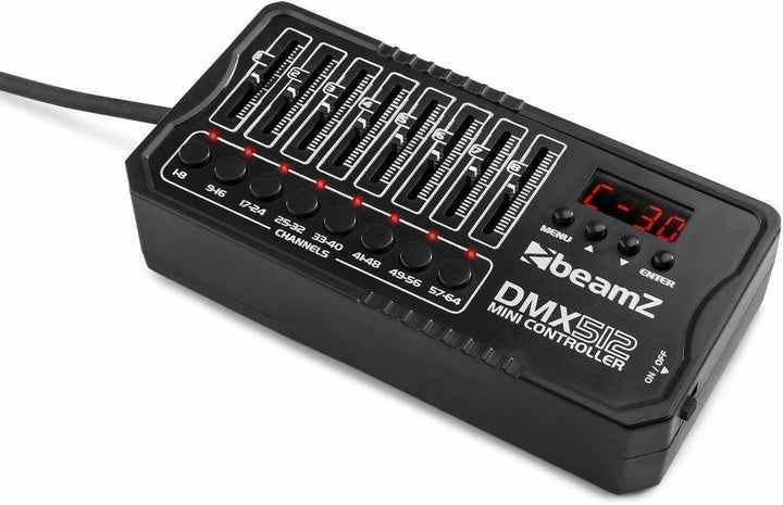 BeamZ DMX-512MINI - DMX Controller, Akku Lichtmischpult, 64 Kanäle, 8 Stunden Akkulaufzeit, mobiler
