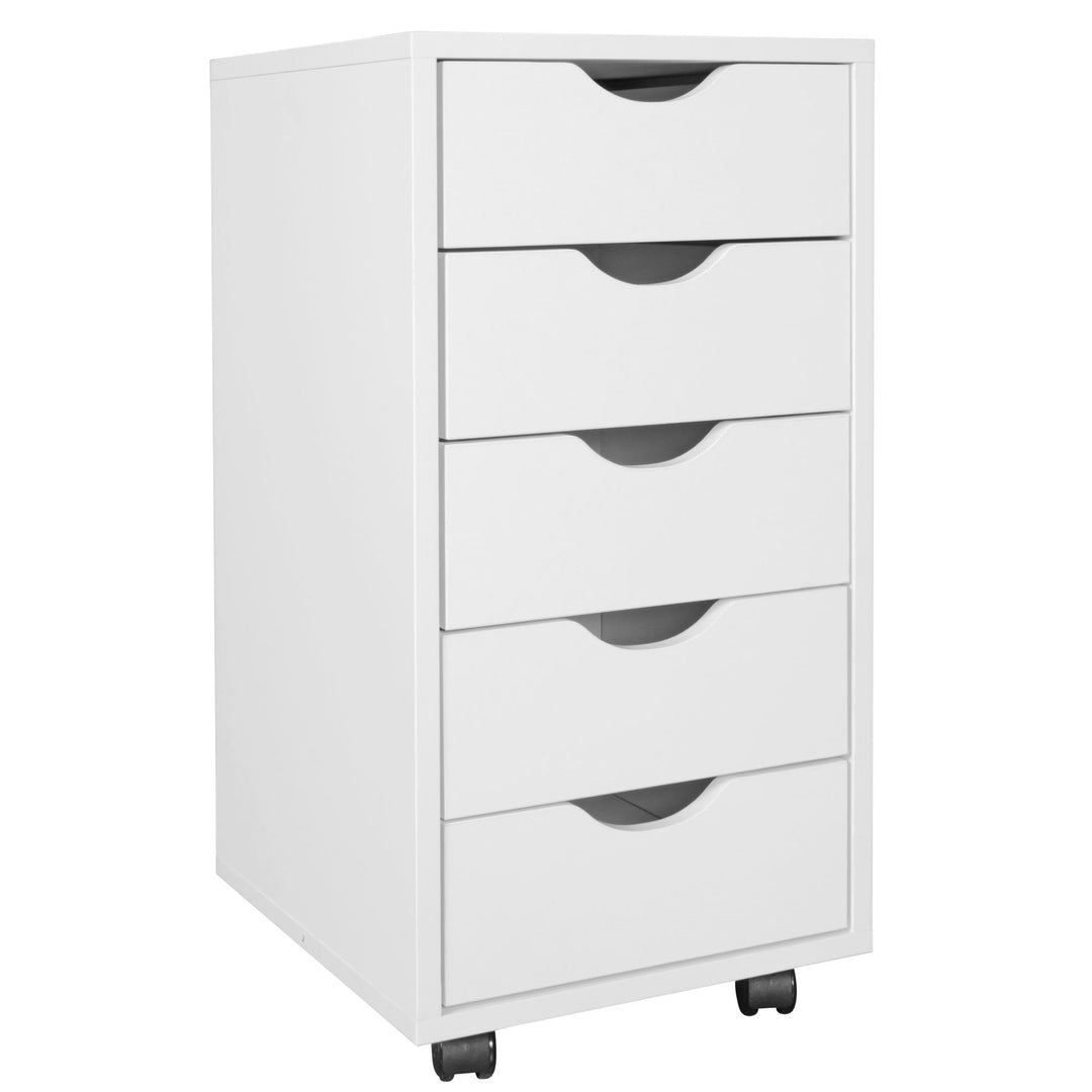 FineBuy Rollcontainer Weiss mit 5 Schubladen, Bürocontainer | Schubladencontainer mit Rollen aus bes