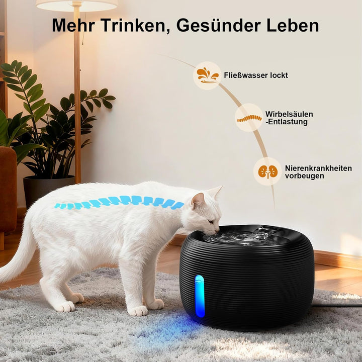 SIBAYS Trinkbrunnen für Katze - 3.5L Katzenbrunnen mit 25dB Ultraleise Pumpe & LED-Fenster - Trinkbr