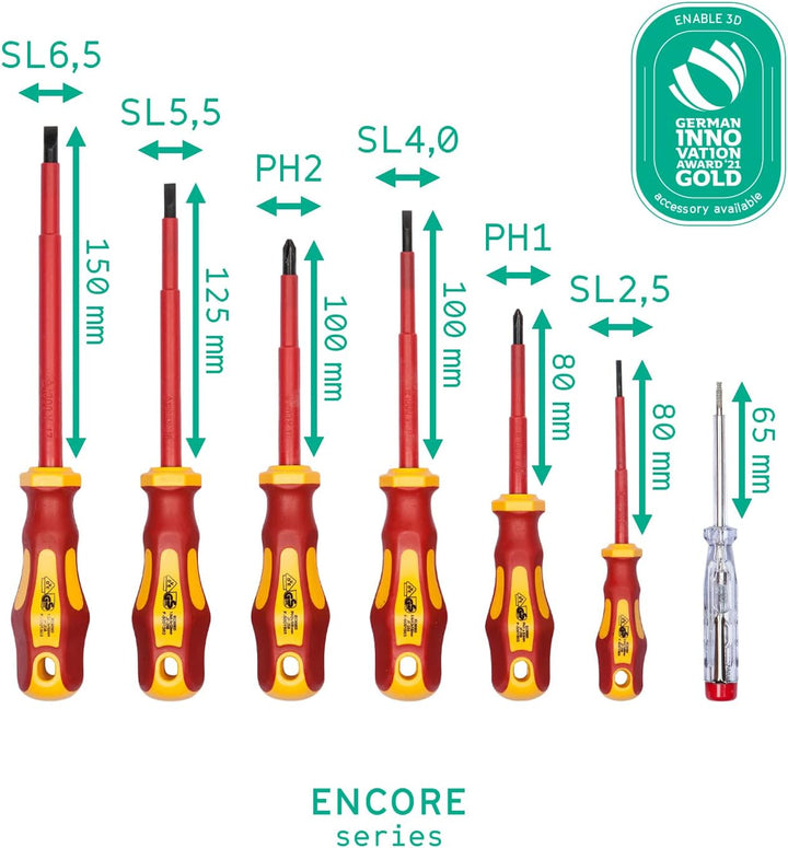 VDE Schraubendreher Set 7tlg inkl. Spannungsprüfer mit Halter I TÜV - GS geprüft I von Wiesemann I 8
